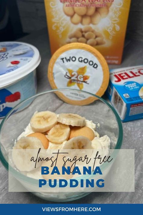 A single serving of almost sugar free banana pudding that will satisfy your sweet tooth Banana Pudding Low Calorie, Banana Pudding Keto, Bariatric Banana Pudding, Keto Bannan Pudding, Zero Sugar Banana Pudding, Low Cal Banana Pudding, Sugar Free Whipped Cream Dessert, Healthier Banana Pudding, Low Fat Banana Pudding