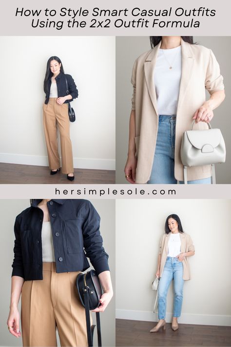 Smart Casual Minimalist Outfit, Midsize Smart Casual Work Outfit, 2x2 Outfit Formula, Smart Casual Women Midsize, 2x2 Outfit, Outfit Ideas Smart Casual, Smart Casual Sneakers, Outfit Ideas Smart, Style Smart Casual