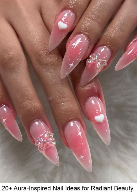 Welcome to our colorful world of Aura Nails, where artistic expression meets the essence of our souls! If you're looking to unlock the truest version of Almond Nails Pink, Pink Stiletto Nails, Stunning Nails, 2024 Nails, Smink Inspiration, Blush Nails, Pretty Gel Nails, Kawaii Nails, Pink Acrylic Nails