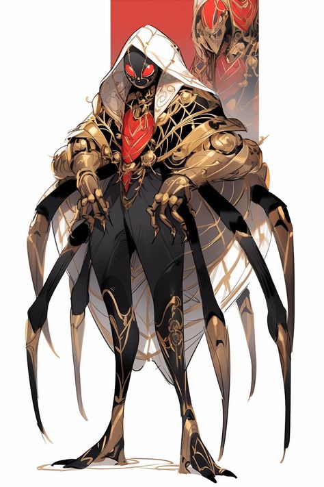 Half Human Half Spider Male, Dnd Spider Character, Marvel Silk Redesign, Male Spider Oc, Arachne Character Design, Spider Character Art, Arachnid Humanoid, Spider Humanoid Male, Dnd Clockwork