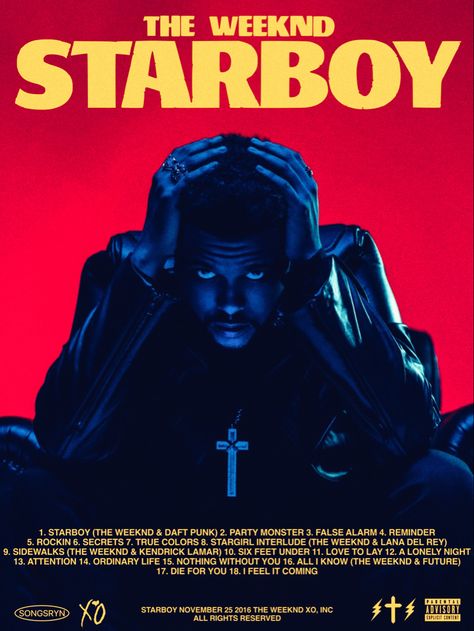 The Weekend Starboy Poster, Starboy Poster Vintage, Music Poster Design Wallpaper, The Weeknd Poster Starboy, Posters For Room The Weeknd, Poster For Dorm Room, The Weeknd Posters In Room, Room Posters The Weeknd, The Weeknd Album Cover Poster