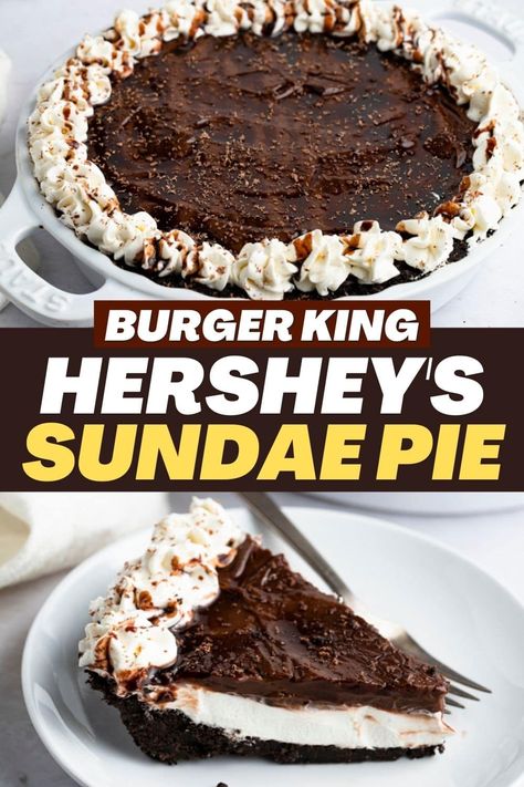 With this recipe for Burger King Hershey's Sundae Pie, there's no need to hit the drive-thru. Learn how to make it and get tips for the best-tasting pie. Burger King Pie Recipe, Copycat Burger King Hershey Pie, Hersheys Chocolate Pie Recipe, Burger King Chocolate Pie Recipe, Hersheys Pie Burger King, No Bake Hershey Pie, Hersheys Pie Recipe, Hershey Pie Recipe Burger King, Burger King Hershey Pie Recipe