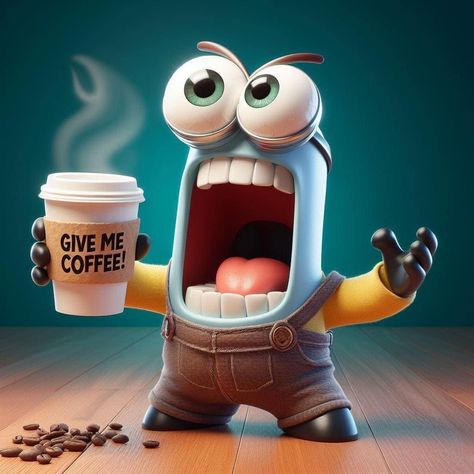 Kaffe Humor, Morning Coffee Funny, Drukarka 3d, Craft Market Display, Animal Illustration Art, Happy Morning Quotes, Coffee Obsession, Cute Animal Clipart, Pop Art Wallpaper