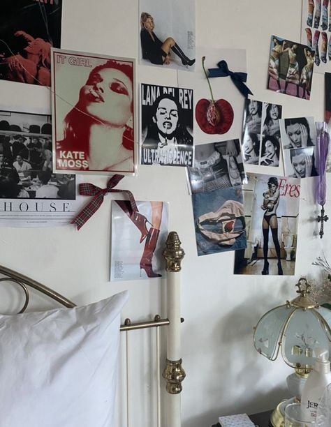 // wall decor // poster wall // kate moss // lana del ray // bella hadid // room inspo // grunge //coquette//stargirl Room Decor Coquette Grunge, Lana Del Ray Inspired Room, College Poster Wall, Room Ideas Aesthetic Lana Del Rey, Lana Inspired Room, Room Ideas Rockstar Gf, College Dorm Aesthetic Grunge, 1989 Taylor Swift Room Aesthetic, Lana Del Ray Bedroom Aesthetic