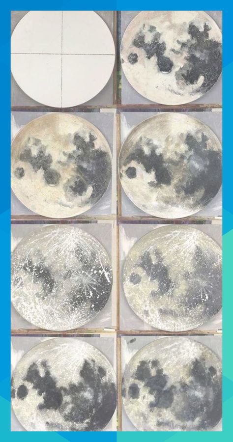 #zionbrakus916 Round Canvas Moon Painting, Moon Wall Painting Bedrooms, Full Moon Acrylic Painting, Full Moon Painting Acrylic Easy, Diy Paint Wall Art, Moon Painting Acrylic Tutorial, Moon Cycle Painting, Interesting Crafts Ideas, Moon Art Projects For Kids