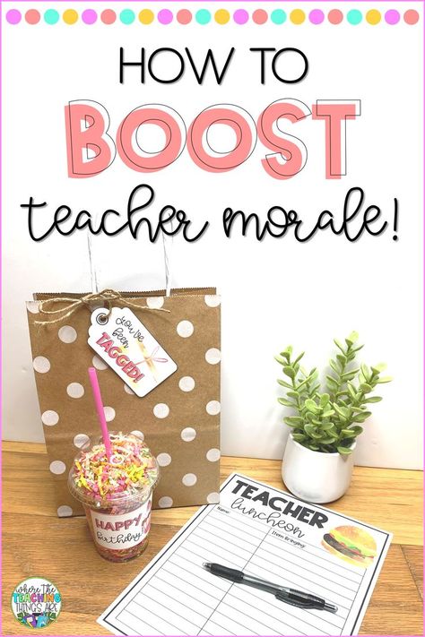 Teacher Morale Ideas, Teacher Team Building, Fun Easy Activities, Boost Teacher Morale, Morale Ideas, Motivation Activities, Teacher Morale, Teacher Motivation, Staff Morale