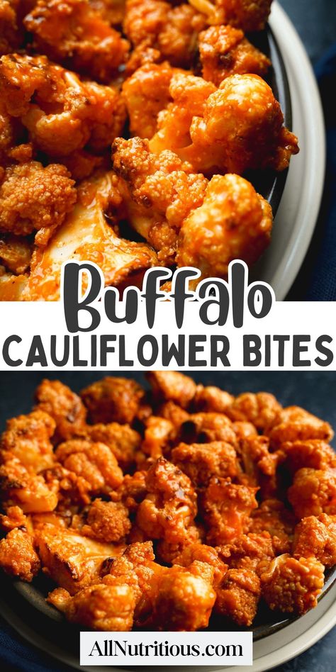 You can enjoy more delicious cauliflower wings on a healthy diet when you make these flavorful buffalo cauliflower bites. This healthy vegetarian recipe is also perfect for a healthy side dish or snack for the next big game. Great cauliflower recipe to try in general! Roasted Cauliflower Bites, Buffalo Cauliflower Recipe, Buffalo Cauliflower Oven, Vegan Veggie Recipes, Cauliflower Recipes Buffalo, Cauliflower Crockpot Recipes, Low Calorie Cauliflower Recipes, Cauliflower Recipes Baked, Califlower Wings