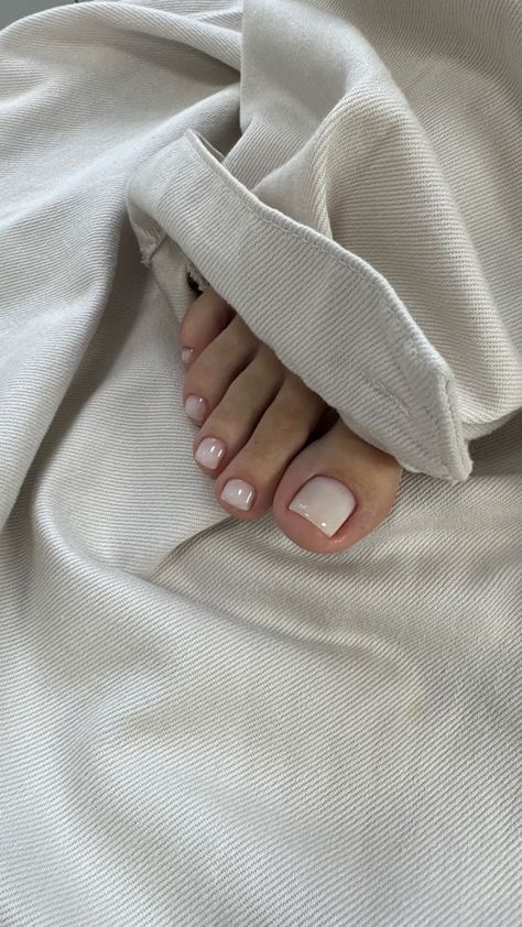 Milky Pink Nails, Pink Nails Opi, White Pedicure, Pink Pedicure, Feet Nail Design, Summer Pedicure, Kutek Disney, Milky Pink, Foot Pedicure