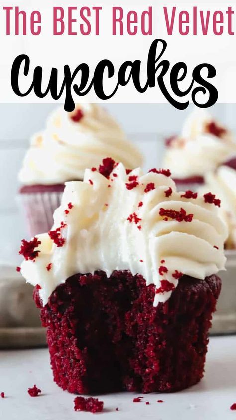 Cupcakes With Buttermilk, Velvet Recipes, Red Velvet Cupcakes Recipe, Cake Mix Cupcakes, Cupcakes Red Velvet, Valentines Recipes Desserts, Cupcake Cream, Red Velvet Cupcake, Velvet Cake Recipes