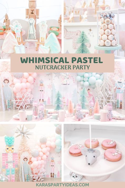 Nutcracker Themed Birthday Cake, Pastel Winter Birthday Party, Nutcracker Ballet Party Ideas, Whimsical Pastel Nutcracker Party, Whimsical Nutcracker Birthday Party, 3rd Birthday Winter Theme, Whimsical Nutcracker Party, Nutcracker Theme Birthday Party, Land Of Sweets Nutcracker Birthday Party