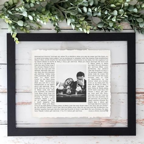 SolidRockDesignCo First Dance Song Photo Frame Gifts For Wedding Photographer, Sentimental Wedding Details, Wedding Song Lyrics Art, 1st Year Anniversary Gift Ideas For Him, Sentimental Anniversary Gifts, Two Year Anniversary Gift Ideas For Him, First Wedding Anniversary Gift For Him, First Wedding Anniversary Ideas, Unique Guest Book Ideas For Wedding