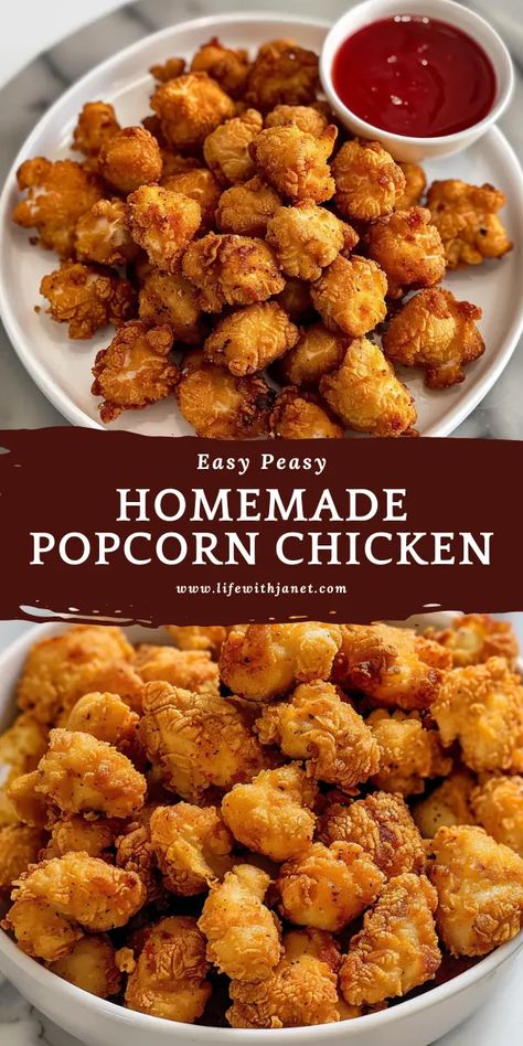 Homemade Popcorn Chicken, Popcorn Chicken Recipe, Homemade Popcorn, Favorite Recipes Dinner, Popcorn Chicken, Chicken Bites, Chicken Dishes Recipes, Chicken Breast Recipes, Interesting Food Recipes