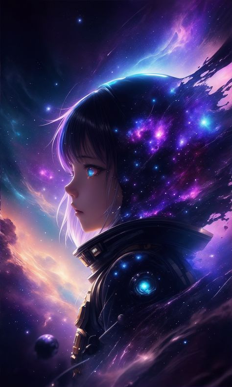 Space Girl Art, Game Background Art, Space Nebula, Gamers Anime, Art Beat, Girl In Water, Anime Galaxy, Space Girl, Ink In Water