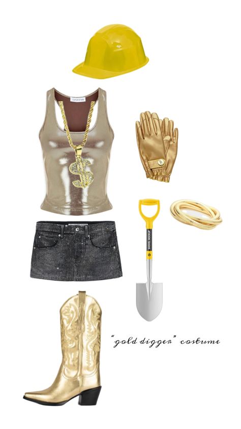 gold digger costume Gold Digger Costume, Digger Costume, Costume Inspo, Gold Digger, Halloween Outfits, Carnival, Halloween Costumes, Halloween, Gold