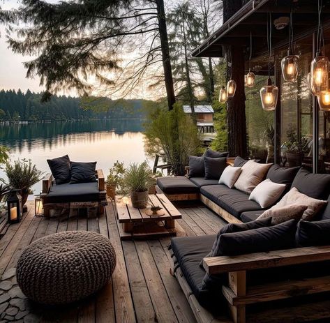 Cabin On Lake In Woods, Outdoor Peaceful Space, Cabin By The Lake, Lake Living, Cabin Life, Forest House, Alam Yang Indah, House Inspo, Dream Home Design