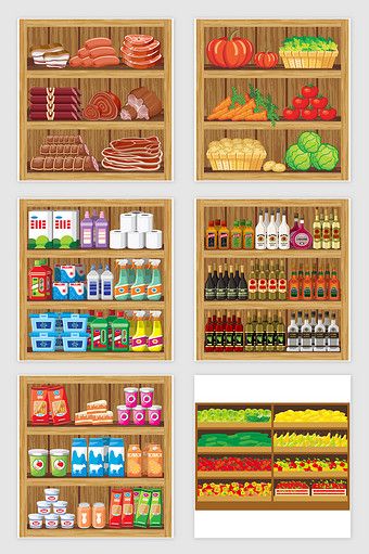 Mini Shop Ideas, Supermarket Cartoon, Store Cartoon, Super Mercado, Food Shelf, Shop Painting, Food Grocery, Vegetable Shop, Png Images Free