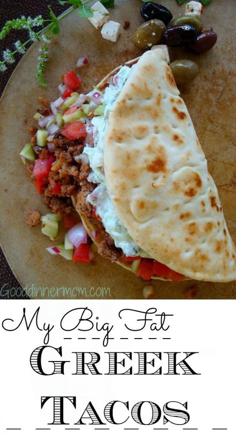 Big Fat Greek Tacos will please every appetite, ground meat seasoned perfectly and served with tomato and cucumber relish with mint tzatziki. #recipes #tacos #food #greekfood Holiday Meats, Greek Tacos, Mediterranean Recipes Healthy, Mediterranean Diet Recipes Dinners, Easy Mediterranean Diet Recipes, Greek Cooking, Greek Dishes, Lamb Recipes, Mediterranean Diet Recipes