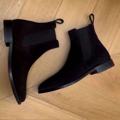 🥵 Leather Black Dress, Black Dress Boots, Chelsea Boots For Men, Black Leather Cowboy Boots, Boots Outfit Men, Black Leather Chelsea Boots, Star Boots, Men Stylish Dress, Chelsea Boots Men