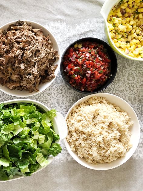 DIY Burrito Bowl Dinner Party | The Subversive Table Diy Poke Bowl, Large Party Food, Modern Dinner Party, Best Burrito, Slow Cooker Meat, Chipotle Bowl, Diy Dinner, Party Bowls, Protein Bowls