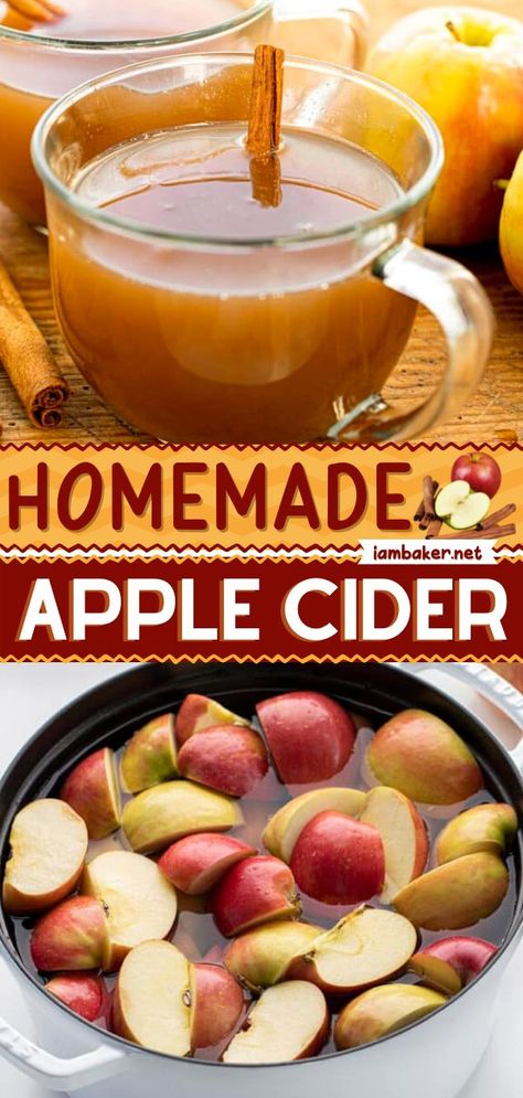 Hot Apple Cider Recipe, Nonalcoholic Drink, Homemade Drinks Recipes, Apple Ideas, Apple Cider Recipe, Homemade Foods, Fall Baking Recipes, Homemade Apple Cider, Cider Recipe