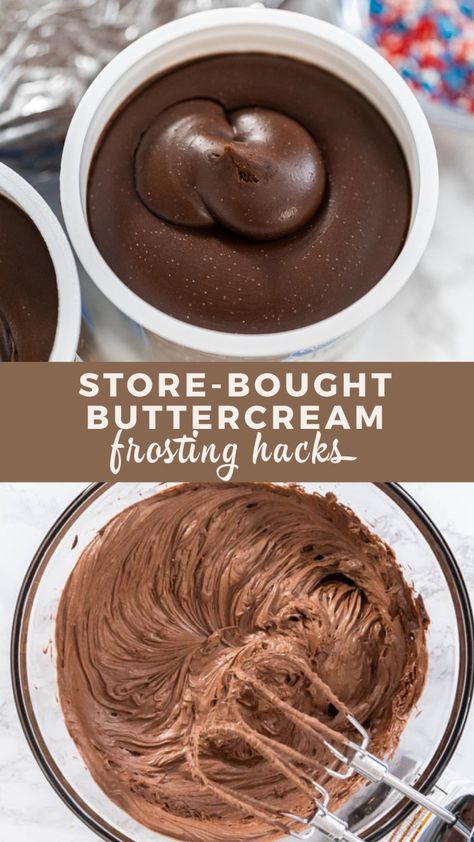 Frosting Hacks, Bundt Cake Glaze, Chocolate Buttercream Cake, Store Bought Icing, Cupcake Frosting Recipes, Raspberry Buttercream Frosting, Whipped Icing, Easy Bundt Cake, Store Bought Frosting