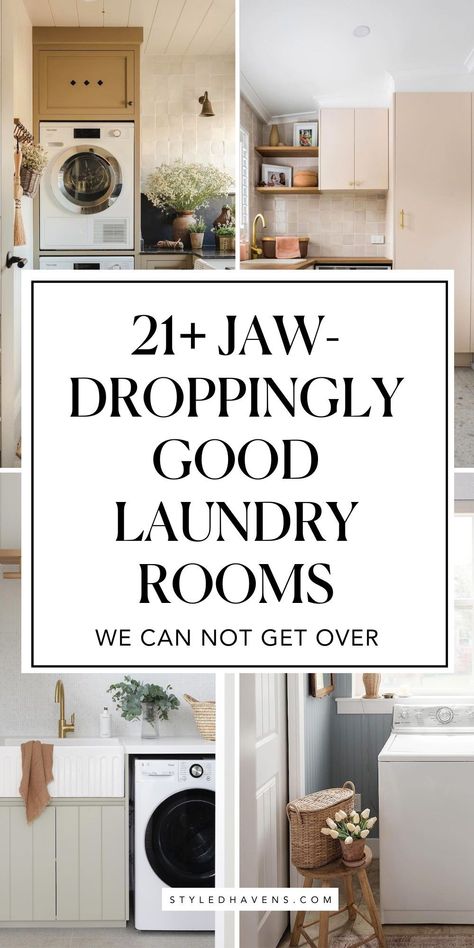 Searching for cute laundry room ideas for your dream laundry room? These modern laundry room ideas are literally *so-good* and hand-picked - whether you're looking more for laundry room design inspiration, or a laundry room decor must-haves, these laundry rooms will be sure to inspire you! (SAVE to your HOME DECOR board for later!) Utility Room Must Haves, Laundry Room Natural Light, Boho Farmhouse Laundry Room, Laundry Room 2024, Laundry Room Decor Inspiration, Landry Designs Room, Laundry Room Must Haves, Laundry Room Layout Ideas, Modern Laundry Room Ideas