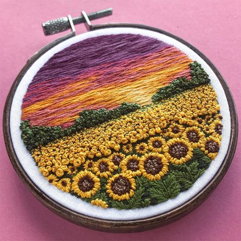 My Sunflower, Embroidery Works, Hand Embroidery Projects, Pola Sulam, Thread Painting, Creative Embroidery, 자수 디자인, Hand Embroidery Art, Embroidery Hoop Art