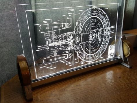 Star trek stand to hold 1/4"" acrylic in a 1/2" aluminum c channel extrusion. Print 2 of each file and glue together to create each side. Leave bare or finish to suit Parts required: 1/2" aluminum c channel extrusion cut to length 1/8" foam weather stripping applied to the inner sides of the extrusion to act as a light block 12v LED strip cut to length 12v power supply heatshrink 1/4" acrylic (cnc'd or laser cut to design of your choice) Lézervágott Fa, Laser Engraved Acrylic, Led Projects, Laser Cut Wood Crafts, Laser Engraved Ideas, Maker Project, Medical Anatomy, Cnc Design, Acrylic Led