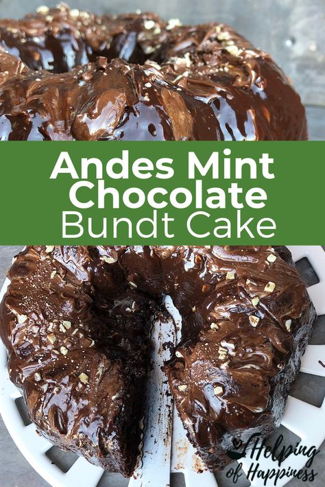 Mint Ganache, Chocolate Bundt Cake Recipe, Andes Mint Chocolate, Mint Chocolate Cake, Mint Cake, Andes Mint, Family Desserts, Chocolate Bundt, Bundt Cake Recipe