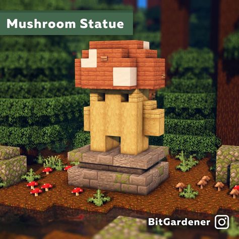 BitGardener on Instagram: “Hello again everyone! Here are some simple statues I made that you can pretty easily build in your survival worlds. The block palette of…” Cute Minecraft Town Builds, Cottagecore Mushroom Minecraft Builds, Fall Minecraft Builds, Minecraft Fall Builds, Minecraft Hallway, Minecraft Zoo Ideas, Minecraft Spawn Point Ideas, Minecraft Mini Builds, Villa Minecraft