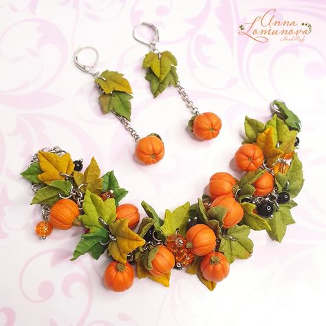 Pumpkin Bracelet Autumn Bracelet Gift Halloween Jewelry Gift - Etsy Clay Pumpkin Earrings, Pumpkin Bracelet, October Jewelry, Clay Pumpkin, Purple Flower Necklace, Pumpkin Jewelry, Cute Pumpkins, Autumn Bracelet, Polymer Clay Bracelet