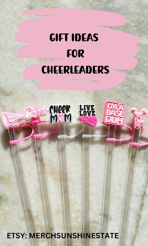 Cheer Gift Straw Topper Stanley Cup Accessories Cheerleader Gift Coach Team Cheerleading Gift Cheer Stanley Topper Cheer Charm Cheer Mom - Etsy Cute Cheer Gifts Diy, Cheer Sister Gift Ideas, Cheer Competition Goodie Bags, Cheer Baskets Gift Ideas, Cheer Gifts For Team Goody Bags, Cheer Gifts Diy, Cute Cheer Gifts, Cheer Swag, Cheer Base