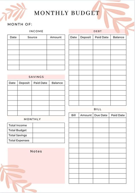 Pink Leaf Monthly Budget,financial Planning,paycheck Budget,finance Binder,savings Tracker,finance,financial Planning,biweekly Budget - Etsy plannersetup #ramadanplanner2024 #productplannerfree #simpleramadanplanner. Free Pdf Budget Template, Financial Planning Templates, Biweekly Budget Template, Printable Financial Planner, Biweekly Budget, Financial Planner Printables, Personal Budget Planner, Budget Planner Free, 2025 Planner