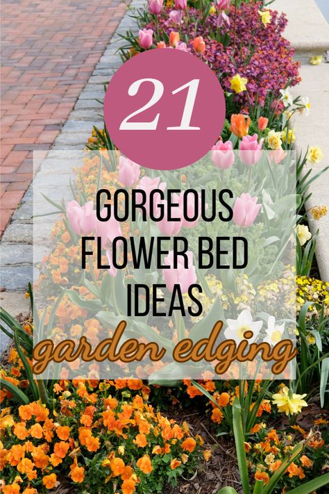 HEY EVERYONE! CHECK OUT 21 BEST FLOWER BED IDEAS TO COPY! CREATE THE PERFECT LANDSCAPE DESIGN FOR YOUR HOME WITH THESE IDEAS. LEARN WHICH FLOWERS ARE BEST FOR SUN AND SHADED AREAS. ALONG WITH, WHICH ONES ARE LOW MAINTANCE! START PLANNING AHEAD FOR YOUR GARDEN DESIGNS THIS YEAR WITH THIS POST! #DIY #ROCKS #LANDSCAPINGBACKYARD #UNDERWINDOW #FULLSUN #DIYLANDSCAPEDESIGN #LANDSCAPINGGARDENEDING Sun Flower Beds Ideas, Straight Flower Beds, Indiana Flower Bed Ideas, Front Yard Flower Bed Ideas Perennials, Perennial Landscape Ideas, Flowers For Raised Flower Bed, Annual Flower Bed Ideas, Rectangle Flower Bed Design Layout, Alabama Flower Bed