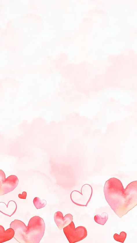 Pink clouds iPhone wallpaper, watercolor hearts border background | premium image by rawpixel.com / Aew Valentine Background Design Aesthetic, Watercolor Hearts Wallpaper, Love Card Background, Aesthetic Background With Border, Heart Border Aesthetic, Pink Hearts Background Aesthetic, San Valentin Background, Relationship Backgrounds, Hearts Background Aesthetic