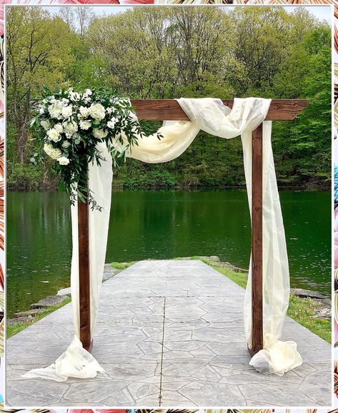 Say 'I do' in style with these breathtaking wedding arch ideas. Table Runners With Lights, Wedding Arch Homemade, Backyard Wedding Arbor Ideas, Wedding Outdoor Alter Ideas, Rustic Wedding Arbor Outdoor Ceremony, Wedding Arch Rustic Outdoor Ceremony, Wedding Arch Cheap, Garden Arbor Wedding Arch, Flowers For Arbor Wedding