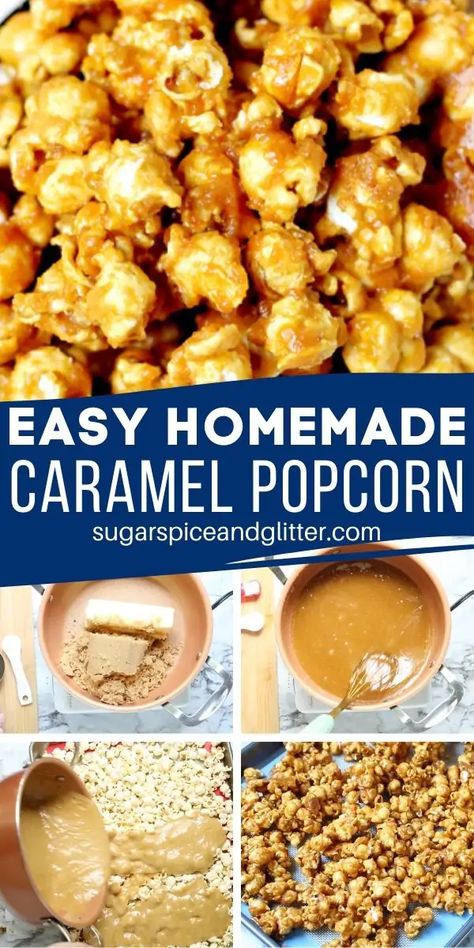 Homemade Popcorn Recipes, Homemade Caramel Popcorn, Dessert For Fall, Caramel Popcorn Recipe, Popcorn Recipes Easy, Caramel Corn Recipes, Caramel Dessert, Party Popcorn, Popcorn Recipes Caramel