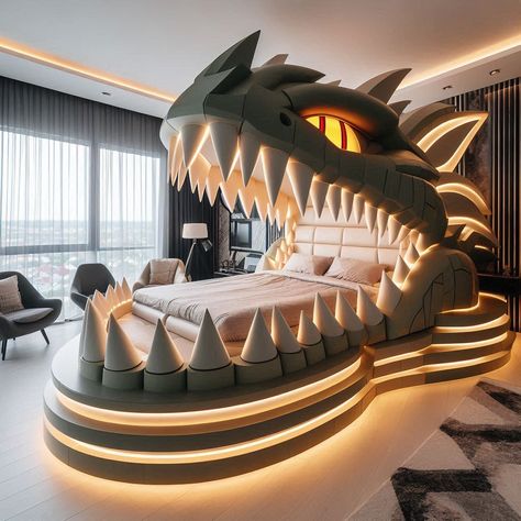 Weird Beds, Unusual Beds, Gaming Bed, Simple Furniture Design, Creative Beds, Comfortable Bedroom Decor, Dinosaur Bedding, Unique Furniture Design, Funny Items