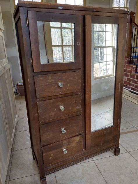 Renovating an Antique Chifferobe in 5 Easy Steps – Short Girl Farm Chifforobe Makeover, Old Wardrobe Makeover, Repurposed Armoire Ideas, Antique Chifferobe, Armoire Repurpose, Repurpose Furniture, Armoire Makeover, Vintage Armoire, Antique Wardrobe