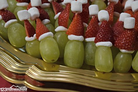 Grinch Brunch, Santa Birthday Party, Whoville Decor, Grinch Kabobs, Grinchmas Party, Santa Party, Grinch Christmas Party, Elephant Party, Themed Food