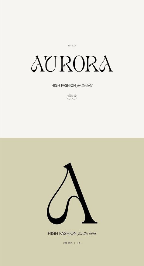 A stylish logo design by Studio Krista for a sustainable fashion brand based in Los Angeles. #logo #logotype #logodesign #brandinspiration #branddesign #typography #graphicdesign #typeface #wordmark #logomark Aurora Logo, Typographie Logo, Font Love, Mises En Page Design Graphique, Alphabet Logo, Logo Rose, Logo Generator, Fashion Business Cards, Logo Youtube