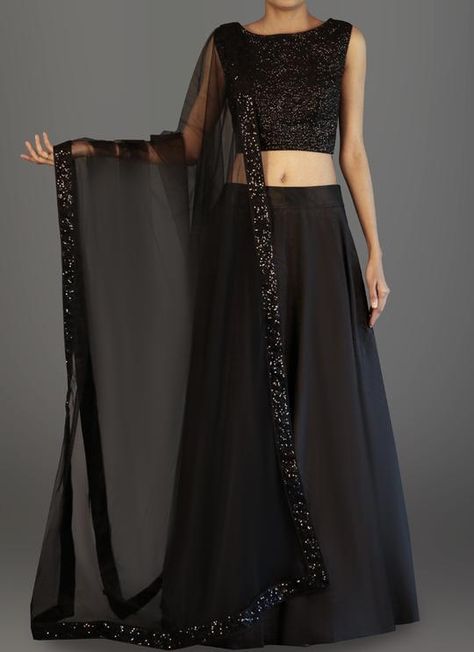 Black Sequins Embroidered Lehenga Lehenga Choli Designer, Lehenga Choli Designs, Party Dress Wedding, Simple Lehenga, Black Lehenga, Indian Lehenga Choli, Indian Outfits Lehenga, Lehnga Dress, Indian Gowns Dresses