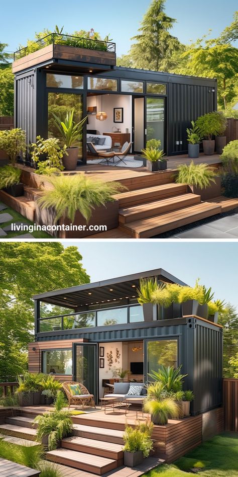 Step into the realm of contemporary design with these 40ft black container homes. Explore unique spaces that redefine urban living, all within the confines of a striking black container. 🏡🖤 #ContainerHomes #BlackBeauty #ModernDesign #shippingcontainerdesign #ecofriendlyhomes #tinyHomes #sustainableliving #containerarchitecture #repurposedcontainers #moderndesign #containerinteriors #diycontainerhomes #minimalistliving #containerhomeplans #offgridliving #customcontainerhomes Farm Style House, Tiny Container House, Shipping Container Home Designs, Container Cabin, Prefab Cabins, Container Buildings, Container Architecture, Container House Plans, Casa Container