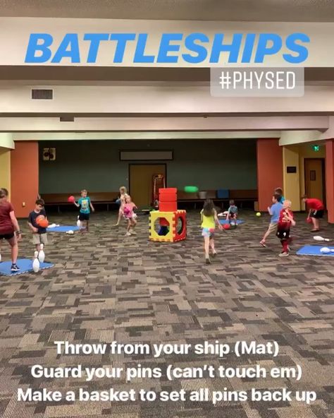 Battleship Pe Game, Pe For Kindergarten Physical Education, Striking Pe Games, P E Games Physical Education, Gym Class Games Elementary Pe, Frisbee Games Physical Education, School Recess, Vbs Games, Leadership Games