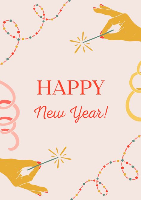 Happy New Year #canva #template #holiday #christmas New Years Illustration Design, New Years Postcard, Christmas Graphic Design Poster, Happy New Year Template Design, New Years Graphic Design, 2025 New Year, 2024 New Year Design, New Year Template Design, Happy New Year Minimalist