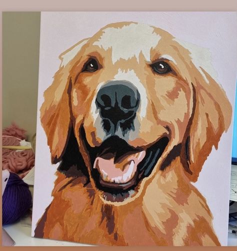 Dog Paintings Golden Retriever, Golden Retriever Canvas Painting, Painted Golden Retriever, Golden Retriever Gouache, Golden Retriever Acrylic Painting Easy, Golden Retriever Abstract Art, Dog Easy Painting, Dog Painting Ideas On Canvas, Paintings Of Dogs Acrylic