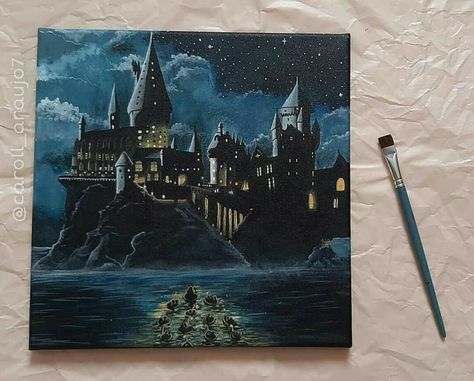 Hogwarts Oil Painting, Studio Interior Design Ideas, Art Studio Interior Design, Art Studio Interior, Hogwarts Painting, Harry Potter Art Drawings, Harry Potter Painting, Urban Outfitters Home, Acrylic Painting Inspiration