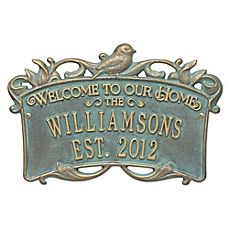 image of Songbird Welcome Plaque Wedding Plaques, Personalized Plaques, Custom Plaques, Anniversary Event, Branch Design, Home Space, Address Plaque, Personalized Anniversary, Song Bird