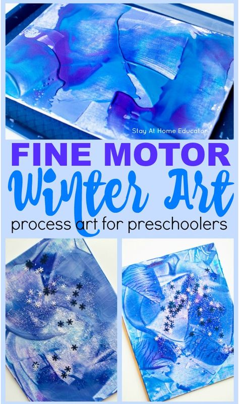 Camping Process Art, Winter Process Art, Process Art For Toddlers, Art Project For Toddlers, Winter Art Project, Process Art Preschool, Art For Toddlers, Winter Activities For Toddlers, Winter Lesson Plan