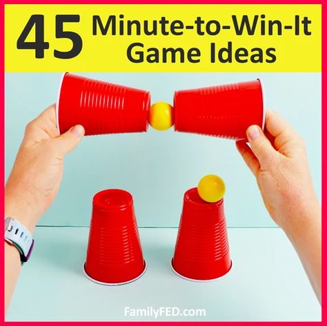 Group Games For Kids, Cup Games, Youth Games, Minute To Win, Minute To Win It Games, Family Party Games, Bouncy Ball, Family Fun Games, It Game